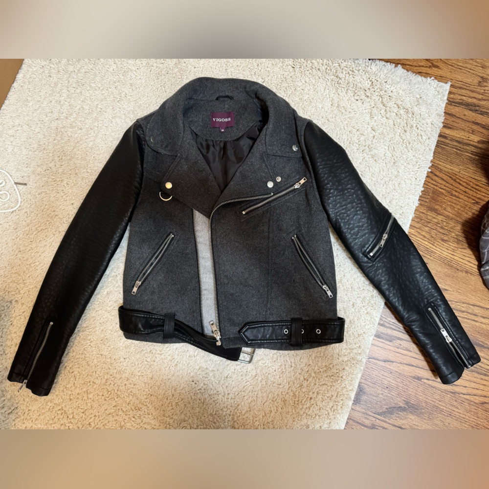 NWOT faux leather/ wool jacket